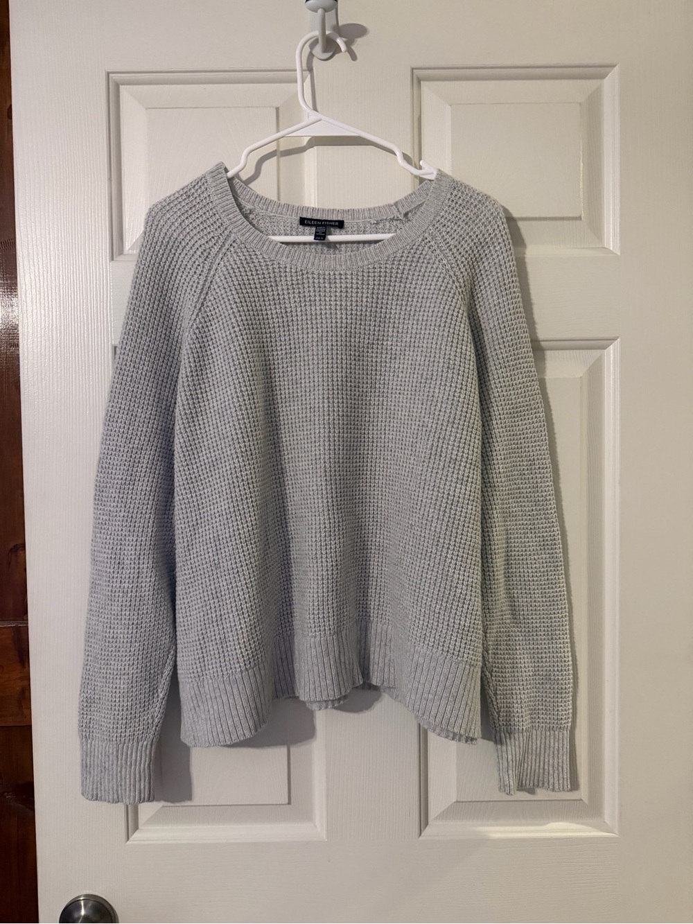 Eileen Fisher Cotton and Recycled Cashmere Thermal Crew Neck Top - size M